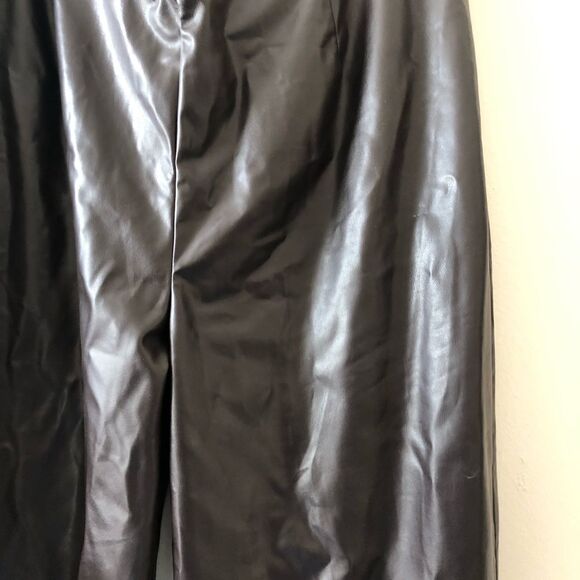 Brown Faux Leather Straight Leg Pants - Picture 2 of 6